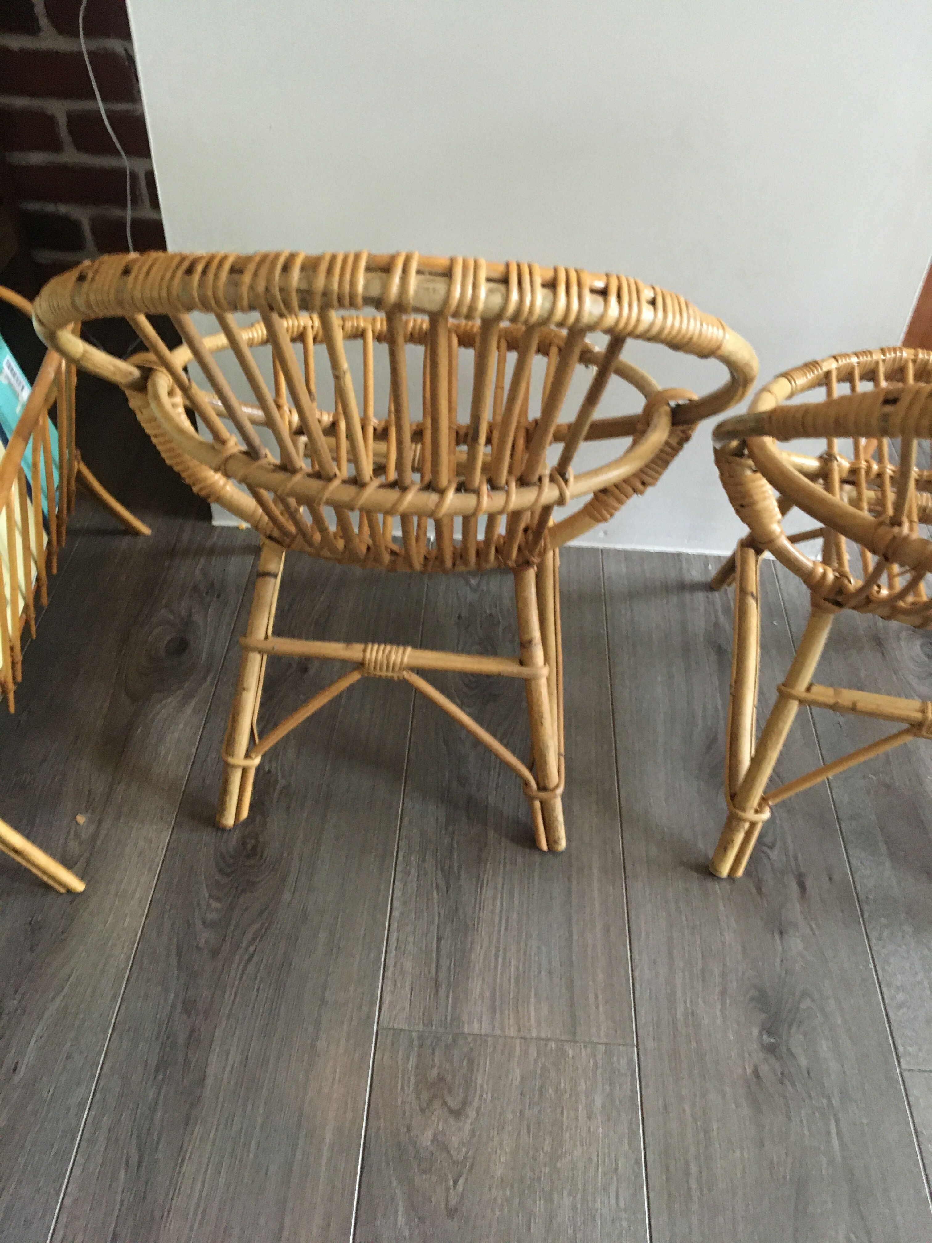 Duo of rattan armchairs