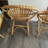 Duo of rattan armchairs