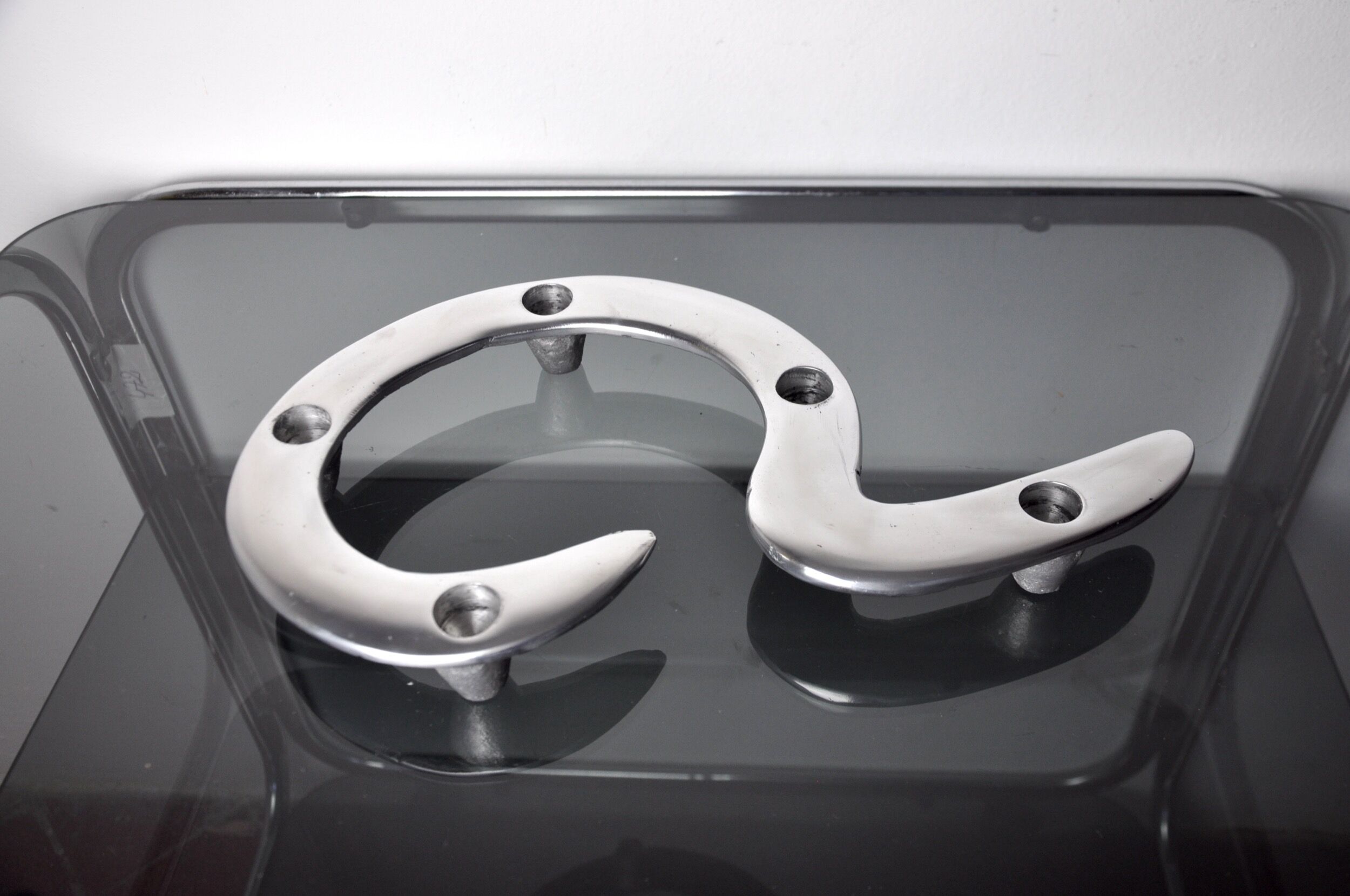 Zigzag candle holder by Matthew Hilton, aluminium, England, 1980