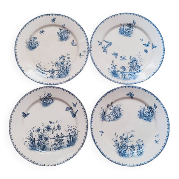 4 assiettes plates en faience de Sarreguemines, Tsarine