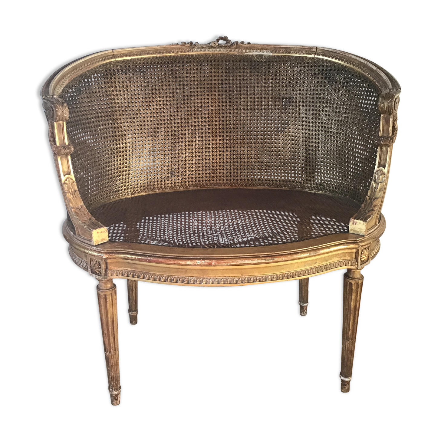 Louis XVI style caned bench