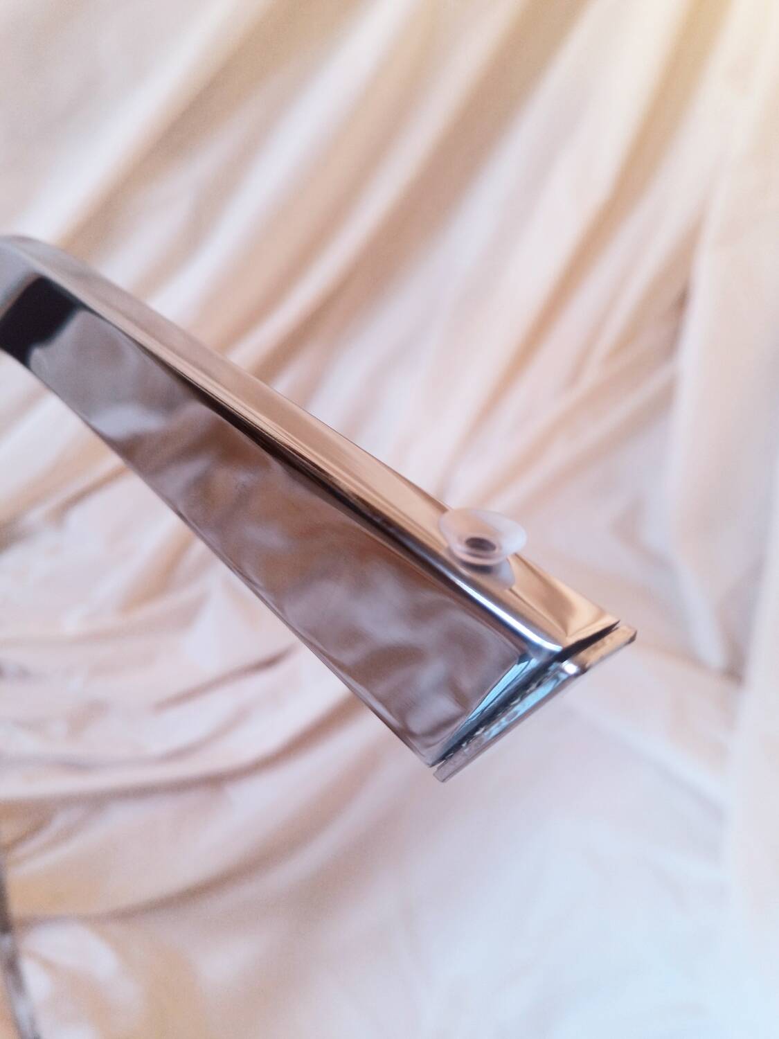 Vintage 1970s glass and chrome wall console