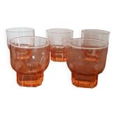 Set of 5 molded pink water glasses