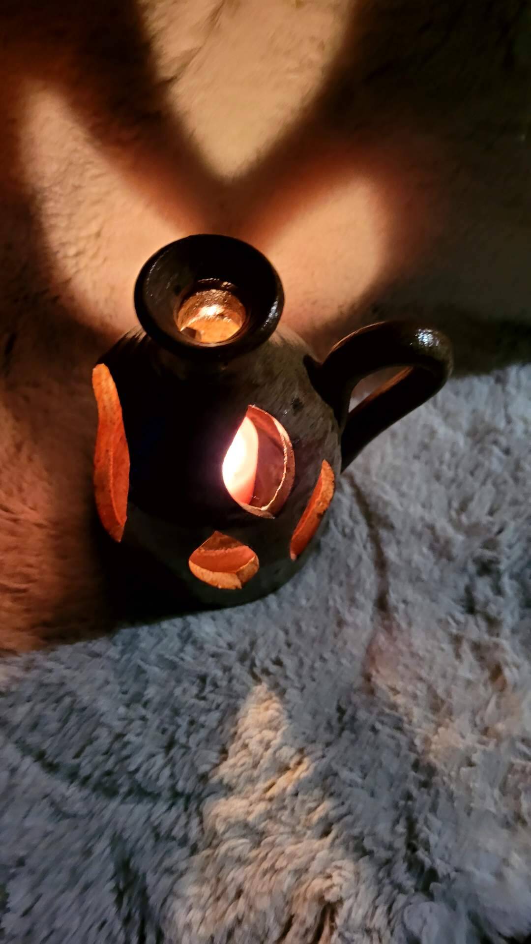 Vintage stoneware candle holder