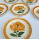 Set 6 assiettes Gien fleur orange 1970 décor peint à la main