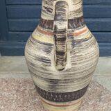 Vase cruche en céramique des années 60 multicolore et sacrifiée