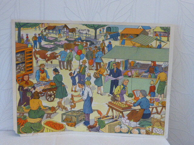 School poster editions Nightingale Montmorillon Vienna, hunting and fair vintage 1960