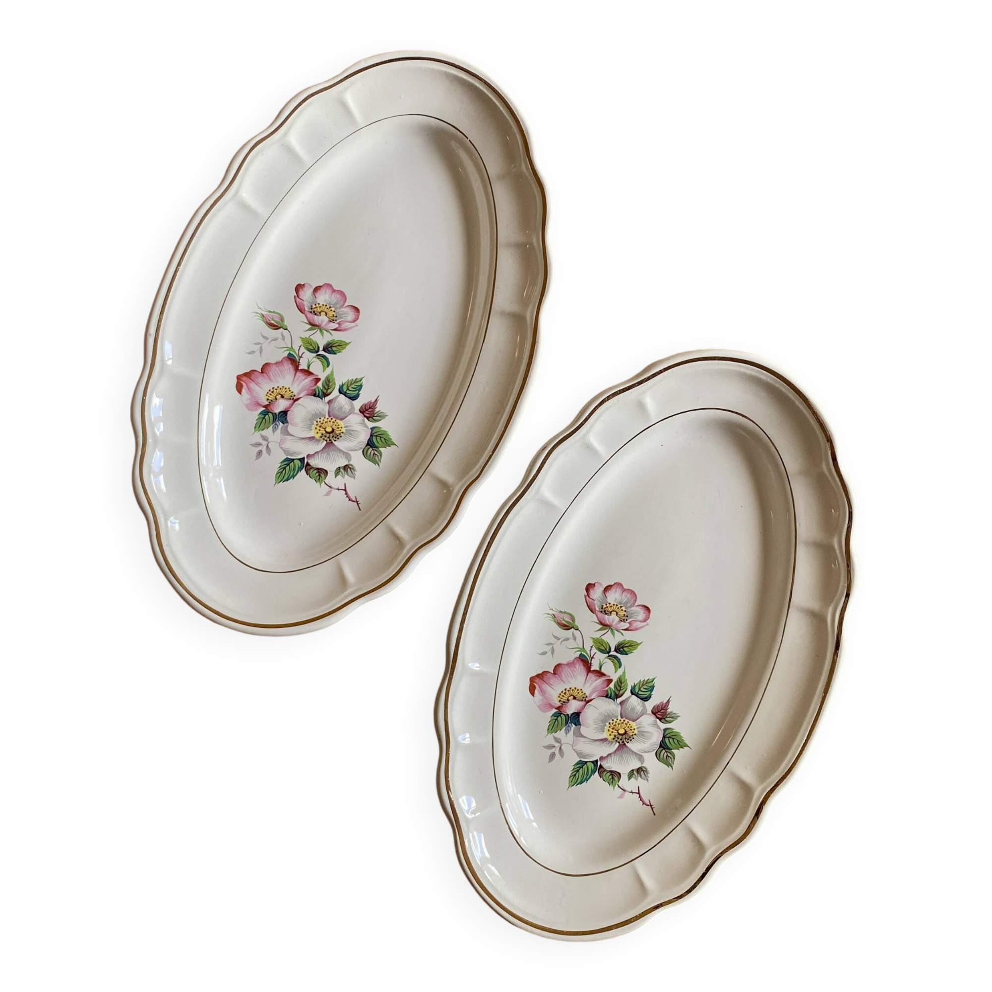 Lot de 2 plats ovales- raviers vintage Salins