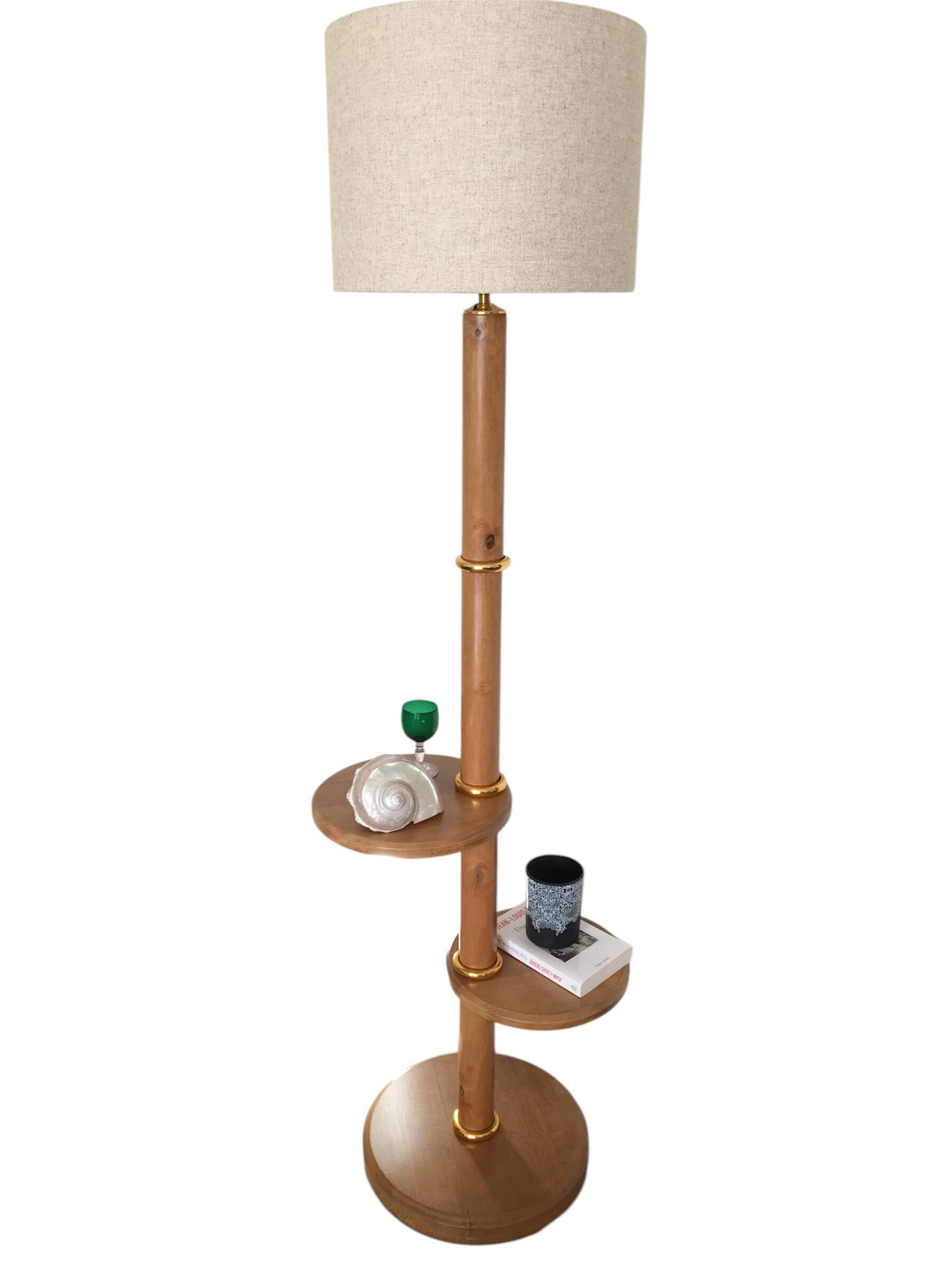 Vintage wooden floor lamp - 1950s