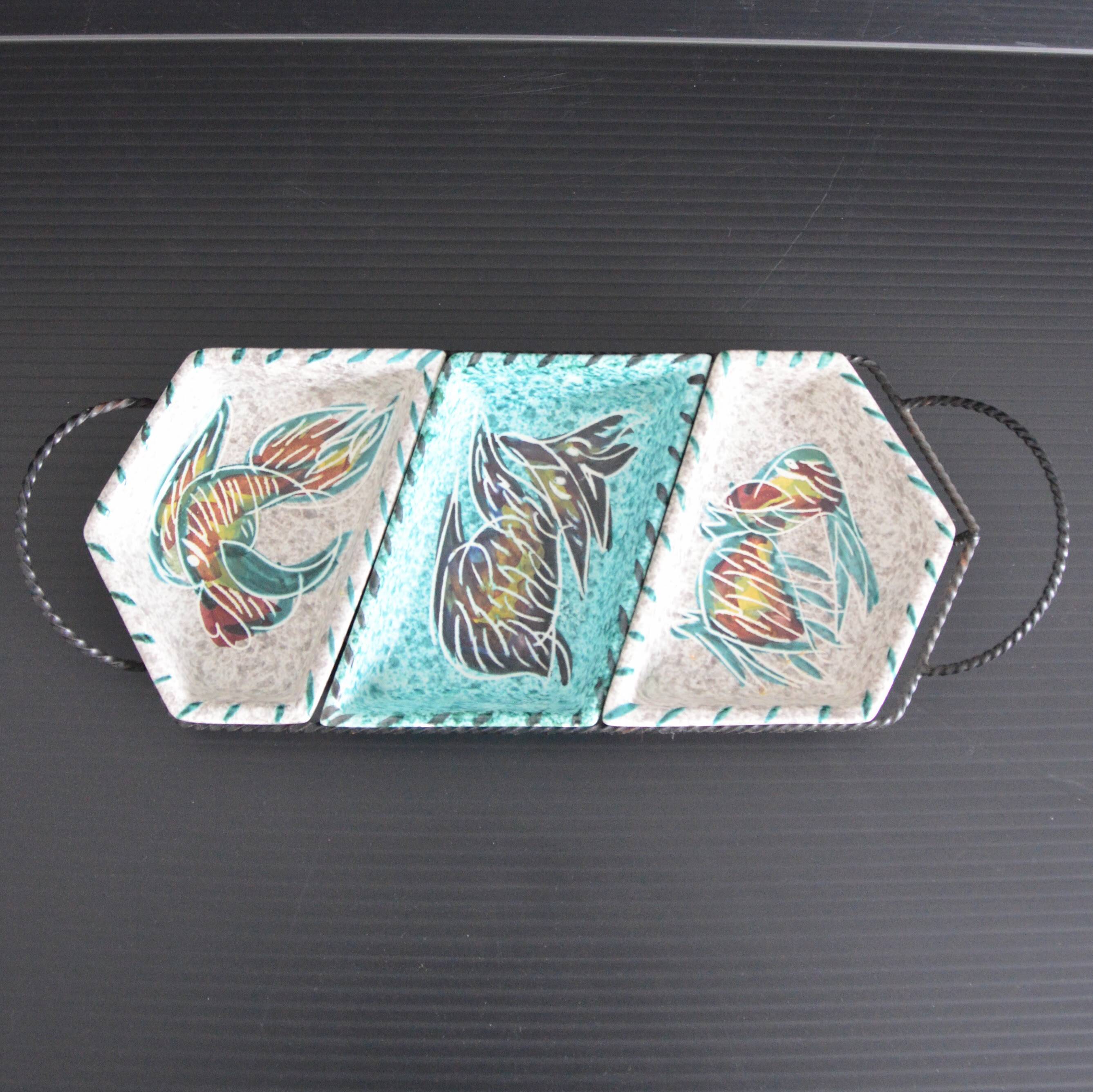 Ceramic plateau from Vallauris Borty 1950-1960 vintage