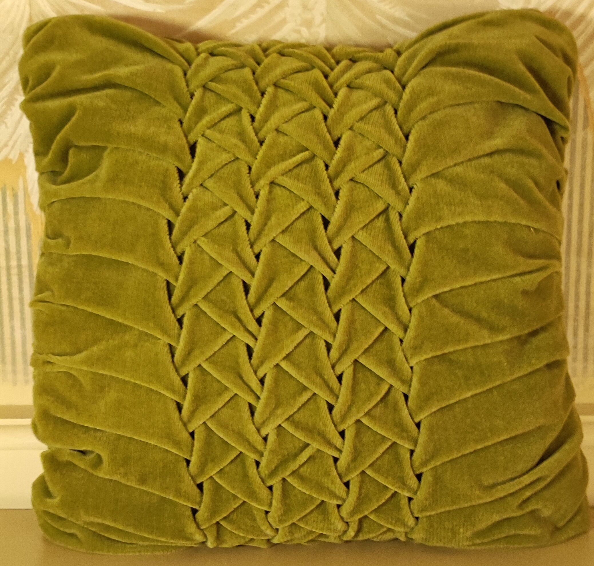 Moss green velvet cushion