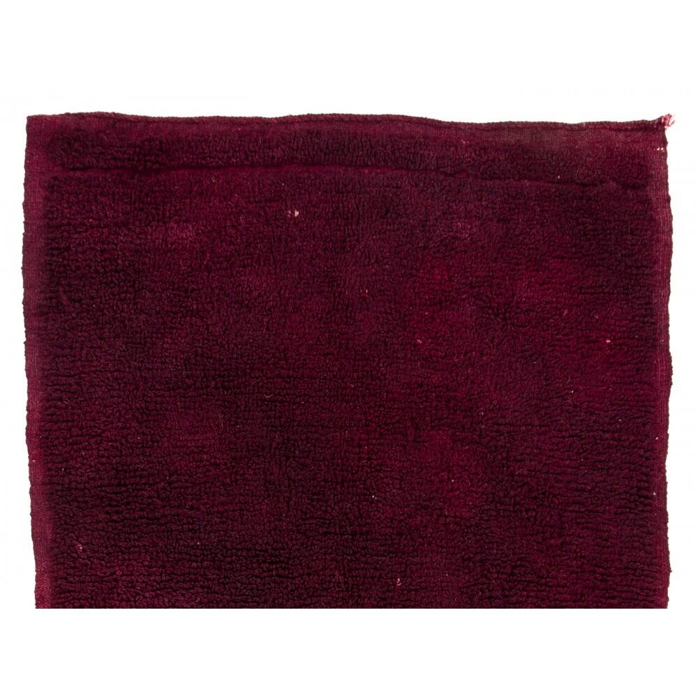 Solid Maroon Red Minimalist Turkish Tulu Rug, 100% Wool