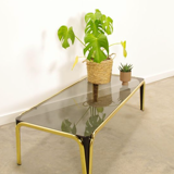 Vintage coffee table in brass and smoked glass