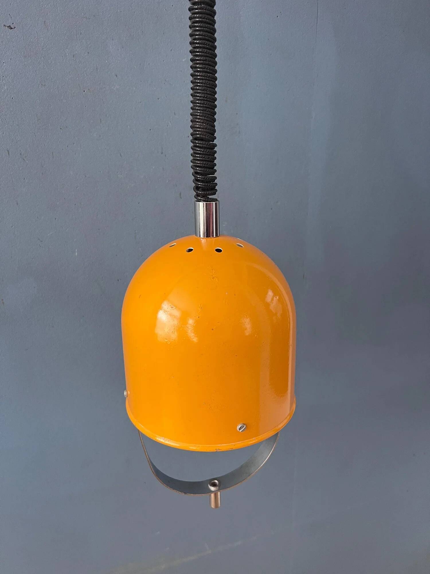 Vintage yellow Space Age pendant lamp, mid-century modern hanging light