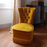 Toad in yellow velvet armchair