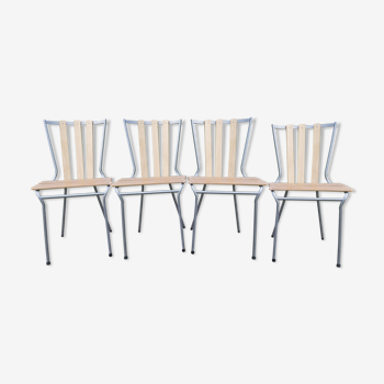 Lot de 4 chaises de bistrot fer et bois