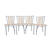 Lot de 4 chaises de bistrot fer et bois