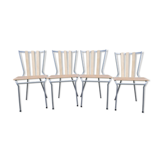 Lot de 4 chaises de bistrot fer et bois