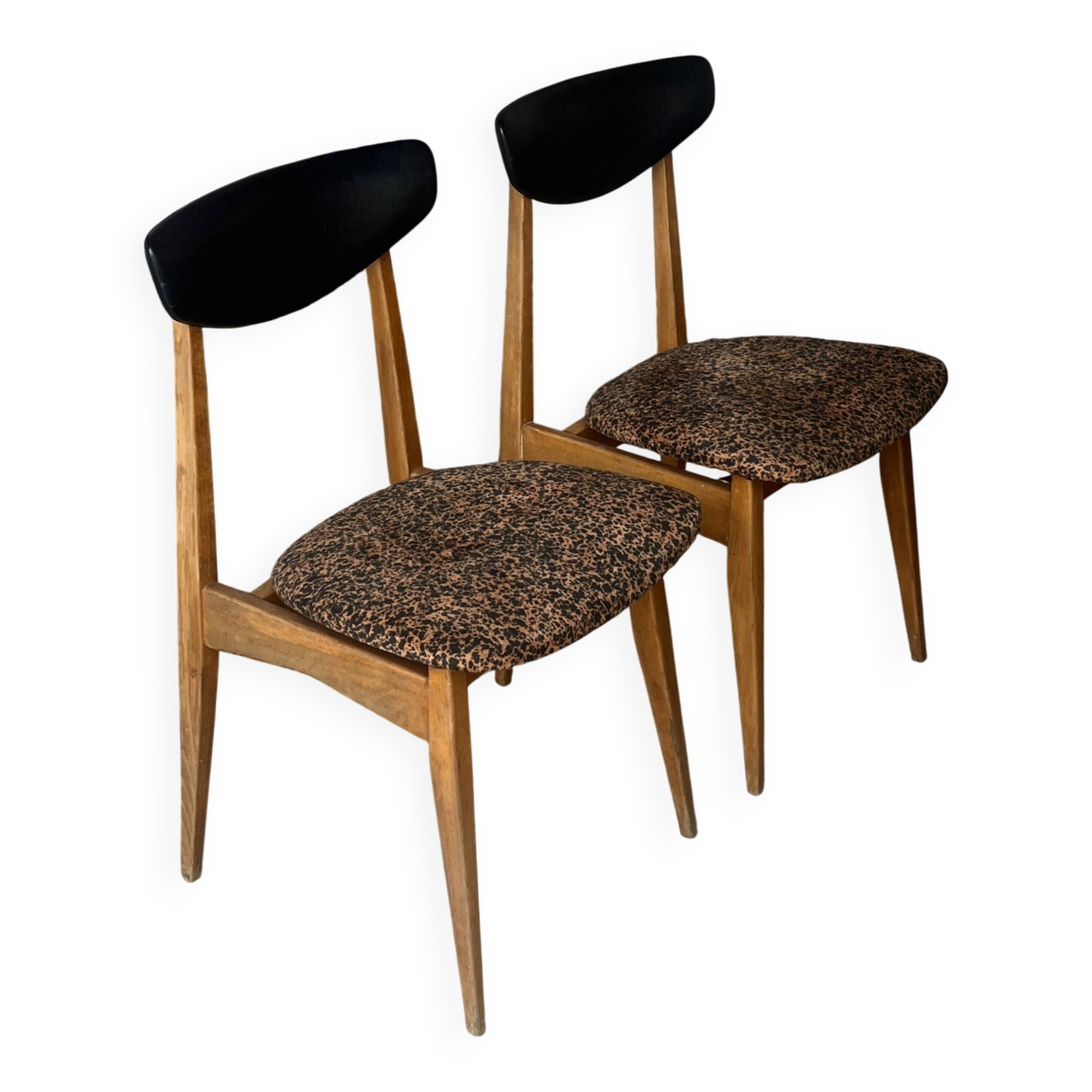 Chaises retapissées x2, années 60