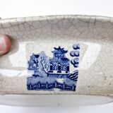 Old Rectangular Hollow Dish In English Earthenware 19th Chinese Decor Blue Willow