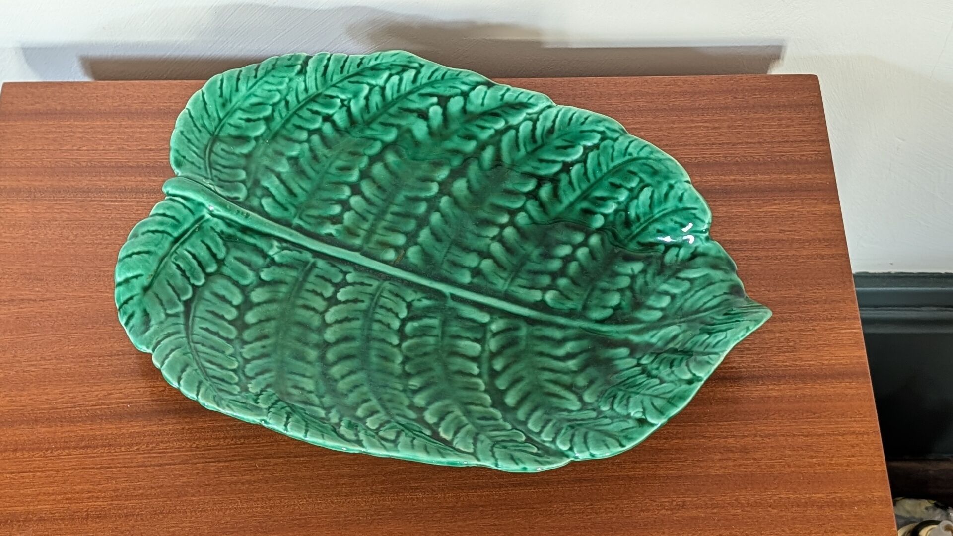 Fern leaf plate Sarreguemines green