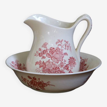 Ensemble de toilette (Broc et vasque) en faïence de la manufacture Crown Devon