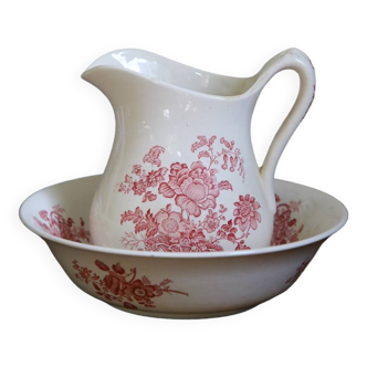 Ensemble de toilette (Broc et vasque) en faïence de la manufacture Crown Devon