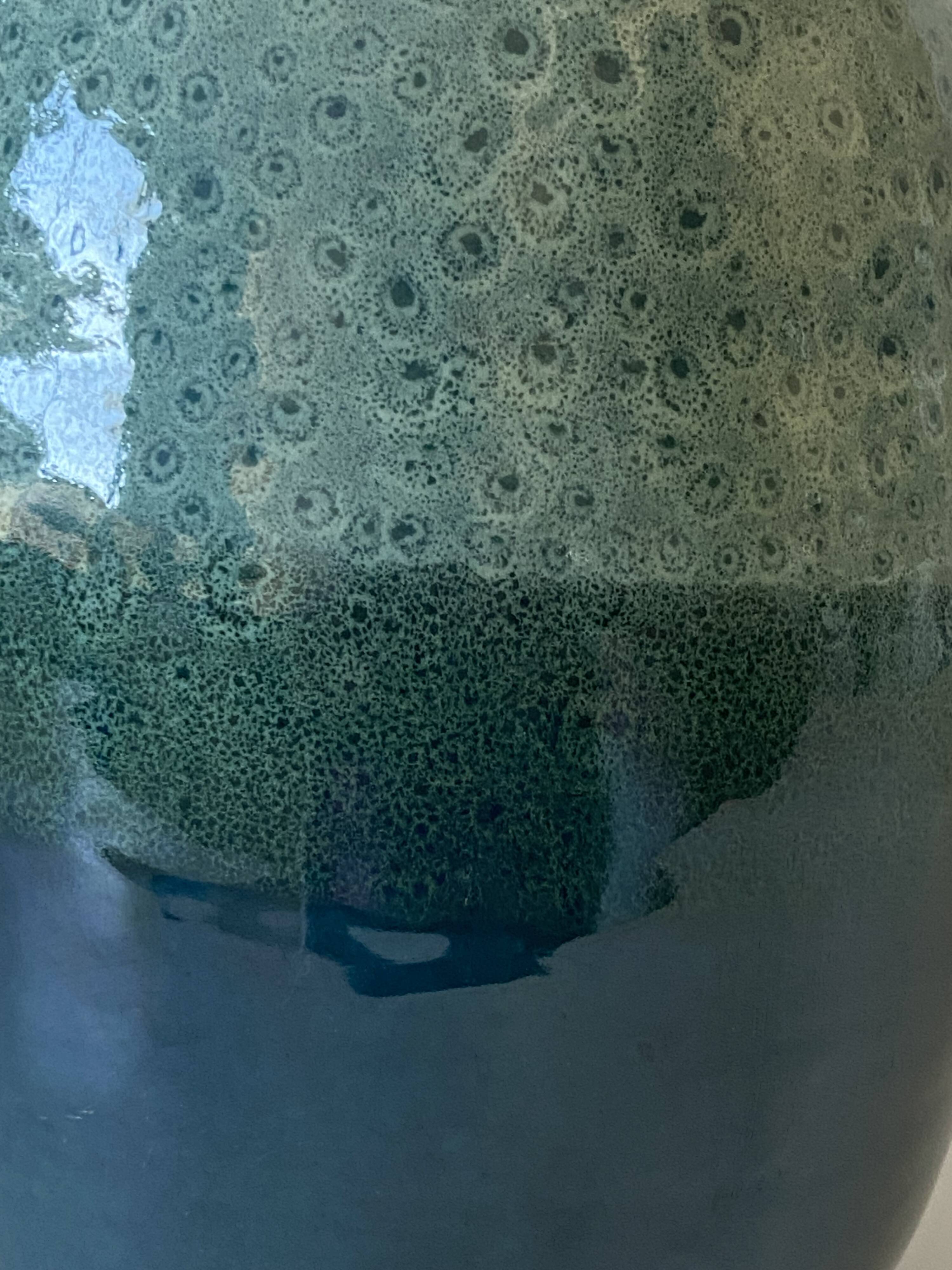 Unusual Vase/Pot/Urn, Glazed Terracotta Ceramic, Red, Signed "DP"