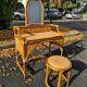 Dressing table / Mirror stool rattan bamboo Vintage 1970