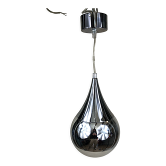 Suspension goutte en métal chromé et globe en verre