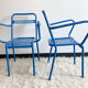 Pair of perforated metal garden chairs