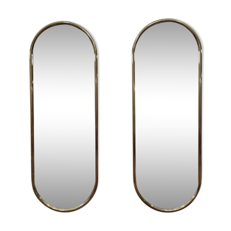 set of two brass surround mirrors