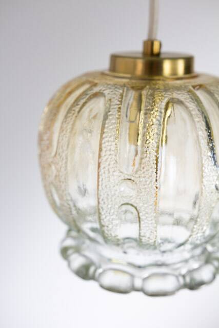 BREDA Jugošik * Small Pendant Lamps * Amber glass Lighting * MCM Rewired Light * Vintage Ceiling L