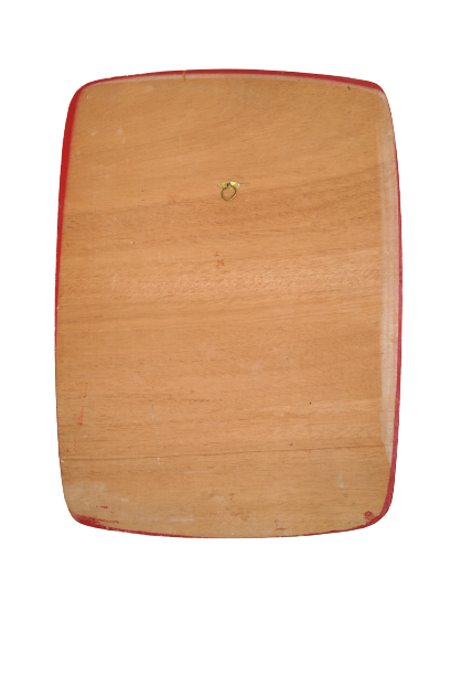 Retro free-form mirror felt wood 49 x 36