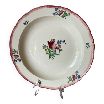 Plat rond en Faïence de Gien décor Lorraine fait main 31 cm