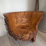 Living room with 3 armchairs and a coffee table in solid elm