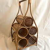 Rattan and wicker bottle holder