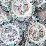 12 plates with large dish, Boch Frères Canton
