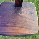 Pair of brutalist T-shaped chairs, solid Aranjou elm, design Olavi Hanninen, 1970