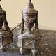 Pair of bronze andirons in Louis XVI style, late 19th century.