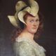19th Century Portrait of a Lady in a Hat Oil Painting, Framed
