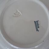 5 Plates flat Longchamp Lutèce faience old laurel green iron earth