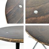 5 pièces disponibles - Mid Century Tabouret Industriel Métal Pied Compas Bois Industrie Vintage Rétr