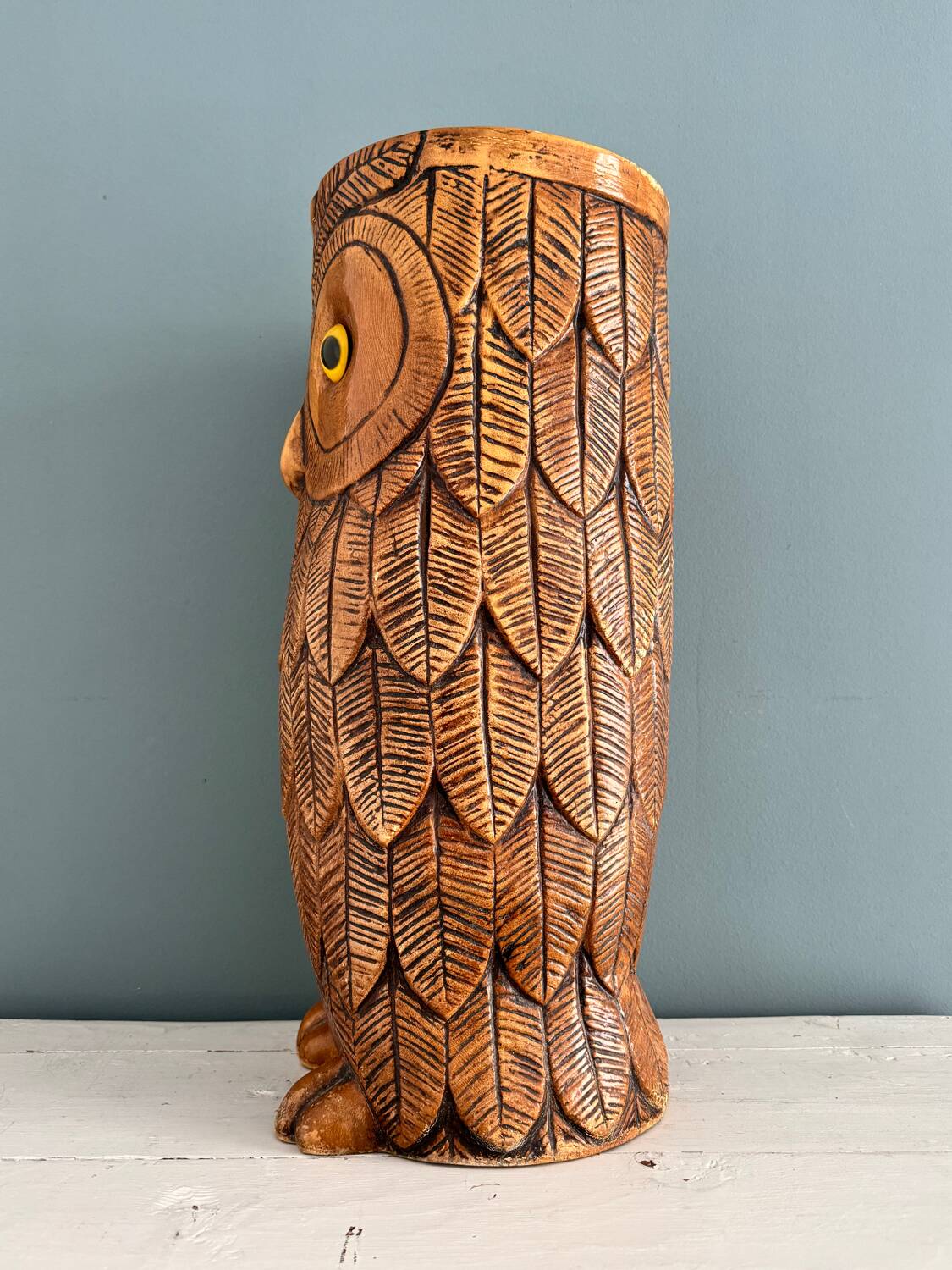Vintage carved wooden umbrella stand
