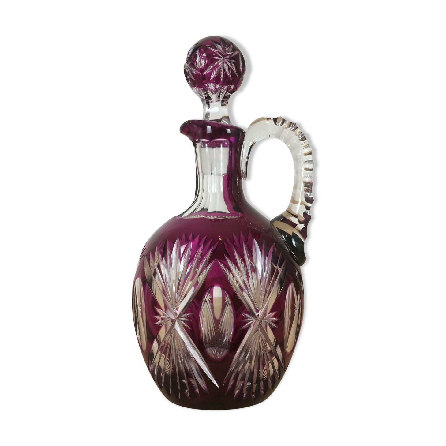 Val Saint Lambert double-layer red cut crystal carafe