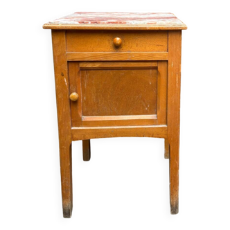 Table de chevet en marbre et bois
