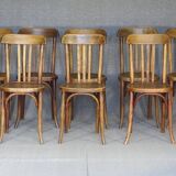 Set of 8 Fischel bentwood Bistrot chairs circa 1930