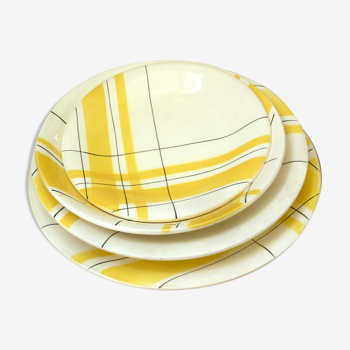 Service of ceramic plates Salins vintage Montreal yellow