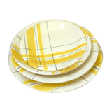 Service of ceramic plates Salins vintage Montreal yellow