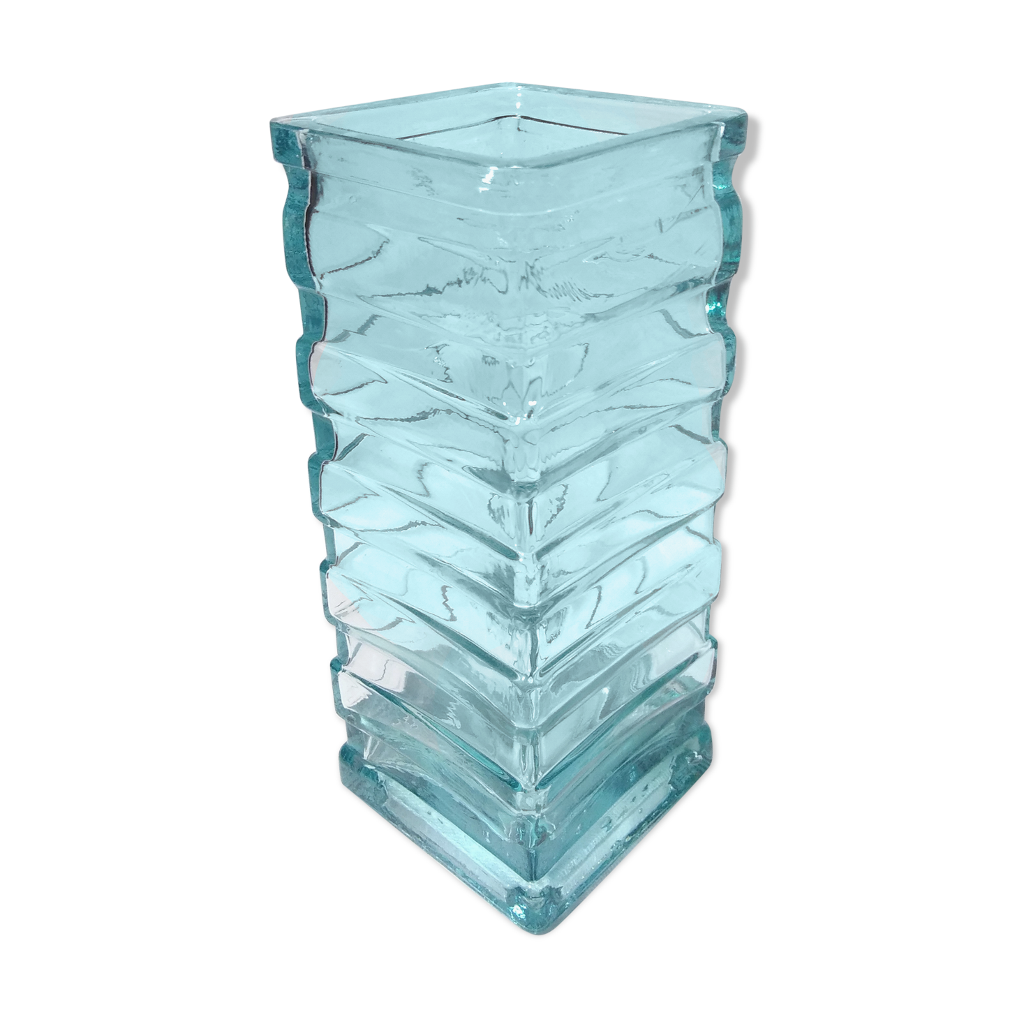 Modernist turquoise glass vase